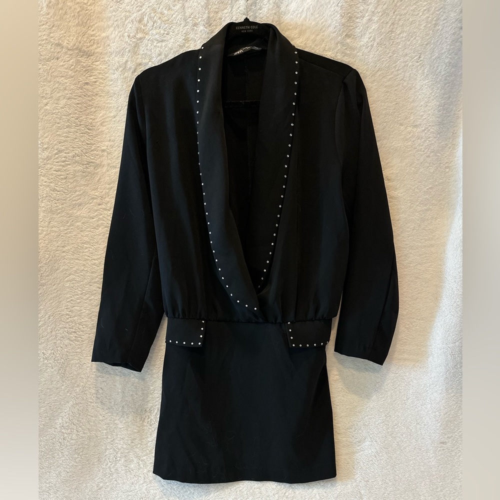 Black Diamond Studded Blazer Dress